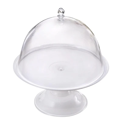 Acrylic White Pedestal Cake Stand and Clear Dome 26cm