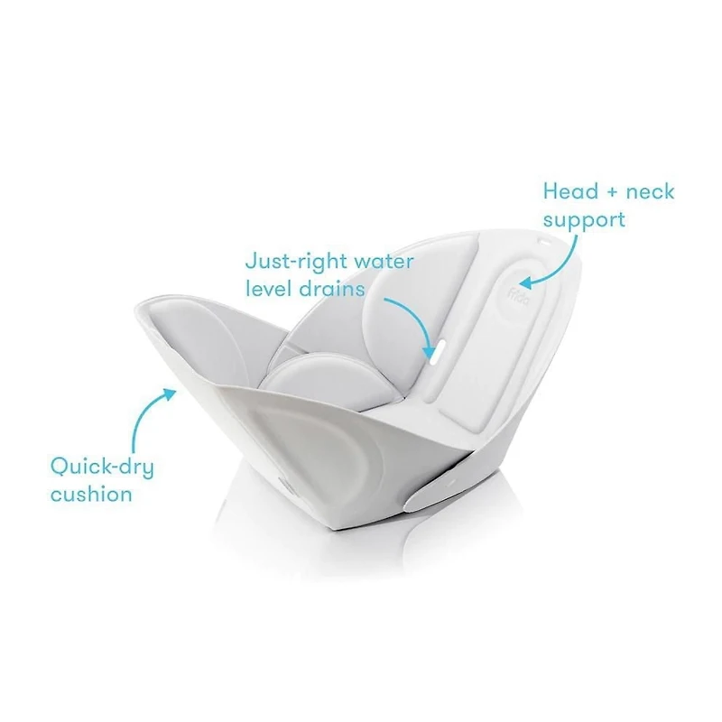 Frida Baby - Baignoire pour bébé avec évier doux - Baignoire pour bébé facile à nettoyer + coussin de bain qui soutient la tête de bébé - Matériau à séchage rapide - Lavable en machine