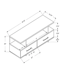 Monarch Specialties Meuble Tv, 48 Pouces, Console, Centre De Divertissement Média, Unite De Rangement, Salon, Chambre À Coucher, Stratifié, Gris, Contemporain, Moderne