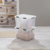 Sterilite Boîte de Rangement avec Couvercle à Charnière 75L Gris Plat