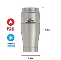 Thermos Stainless King Vacuum Insulated  Travel Tumbler, 470 ml, Matte Steel, 16OZ, Tumbler