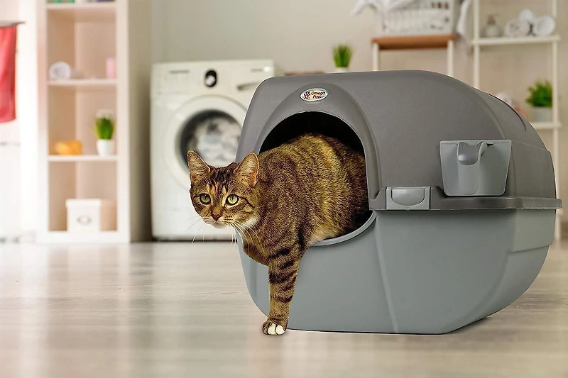 Omega Paw Roll 'n Clean Cat Litter Box Large Grey