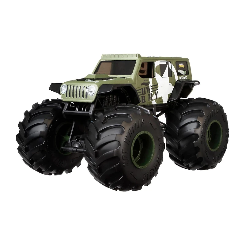 Hot Wheels Monster Trucks Véhicule 2018 Jeep Wrangler en métal moulé, 1:24