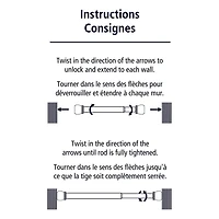 Tringle de douche à tension réglable Mainstays avec embouts décoratifs 109-183 ou 135-218 cm