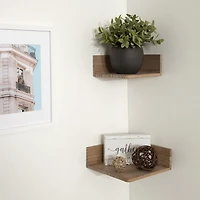 hometrends Levie Wood Corner Shelf Set, Set of 2
