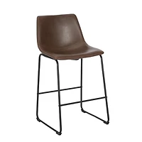 TABOURET LANDON avec cuir PU et structure en acier thermolaqué noir mat ENSEMBLE DE 4