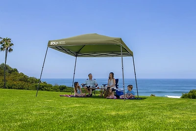 Quik Shade 11' x 11' Solo Steel 90 Square Feet of Shade Slant Leg Outdoor Pop-Up Canopy, Olive