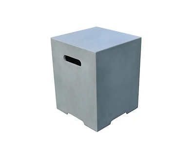 Elementi Square Propane Tank Cover, Glass-Fiber Reinforced Concrete - Fire Pit Accessories -Smooth Gray