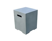 Elementi Square Propane Tank Cover, Glass-Fiber Reinforced Concrete - Fire Pit Accessories -Smooth Gray