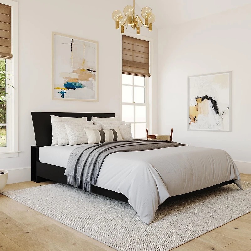 Nexera Corbo Platform Bed and Headboard, Black