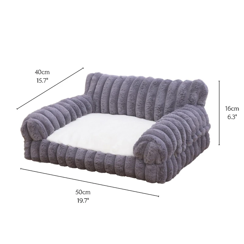 Home4Cat Plush Sofa Dog Bed - Cat Bed, Small to Medium, Black