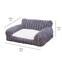 Home4Cat Plush Sofa Dog Bed - Cat Bed, Small to Medium, Black
