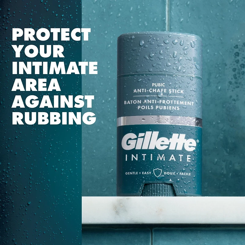 Bâton anti-friction pubien Gillette Intimate, réduit le frottement et l’irritation, facile à appliquer, testé sous contrôle dermatologique