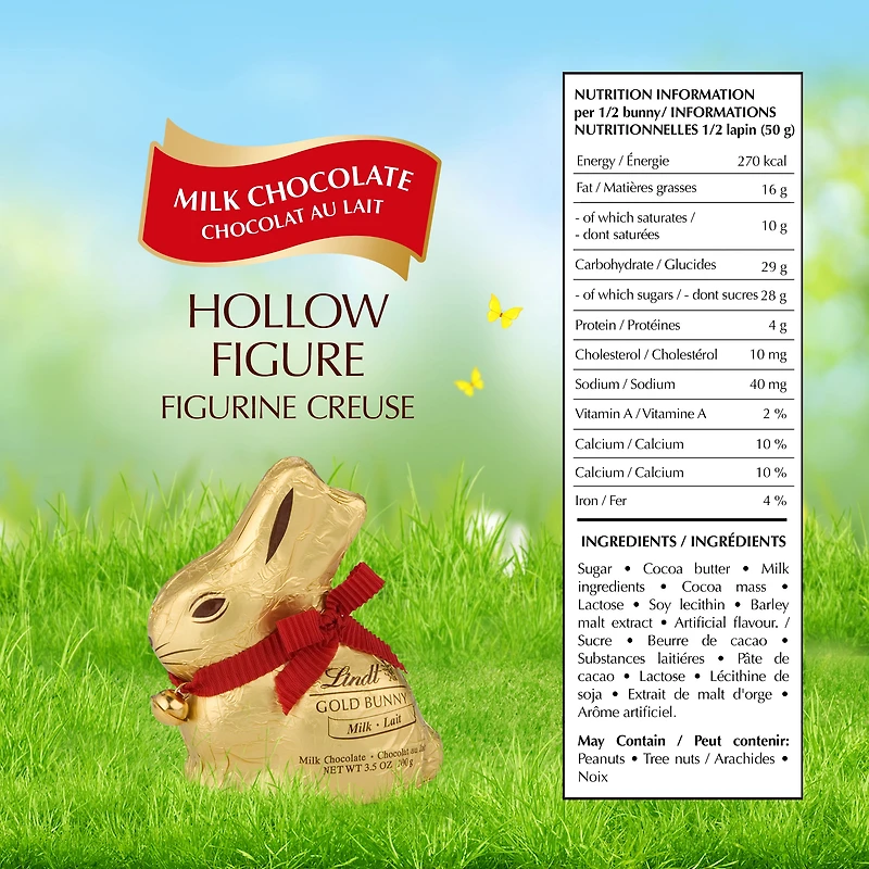 Lindt GOLD BUNNY Milk Chocolate Easter Bunny, 100grams