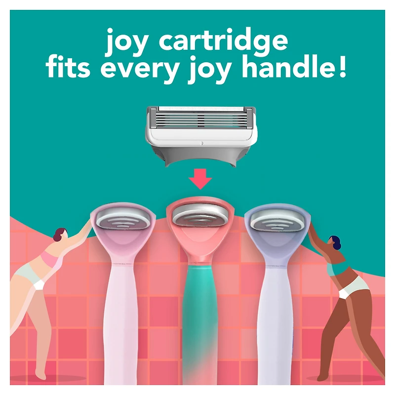 rasoir joy qui change de couleur pour femmes, trousse de rasage avec 1 manche + 2 cartouches de rechange