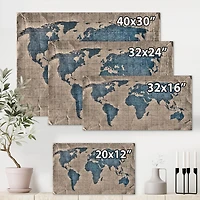 Designart Ancienne carte du monde I Art mural sur toile