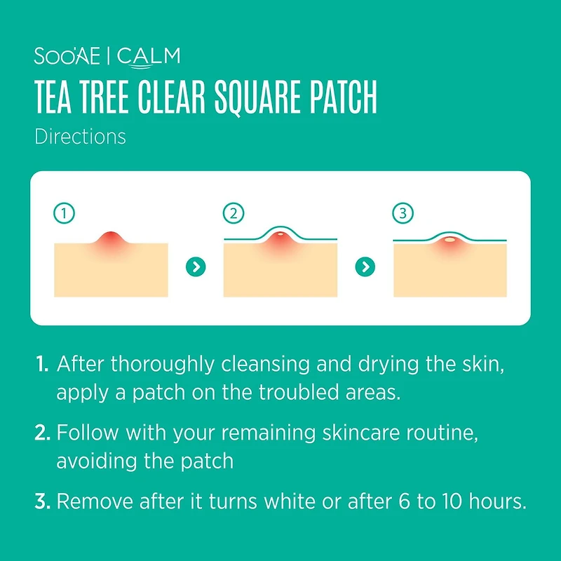 Soo'AE Patch Carré Clair Arbre À Thé Par sachet : 2 patchs