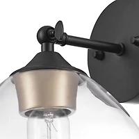 Applique murale de collection Harrow à 1 lumière en noire mat avec abat-jour en verre transparent