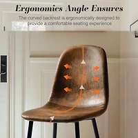 Homy Casa Set of 4 Upholstered Accent Chairs with Metal Frame for Living Room Lounge Use, Brown Faux Suede
