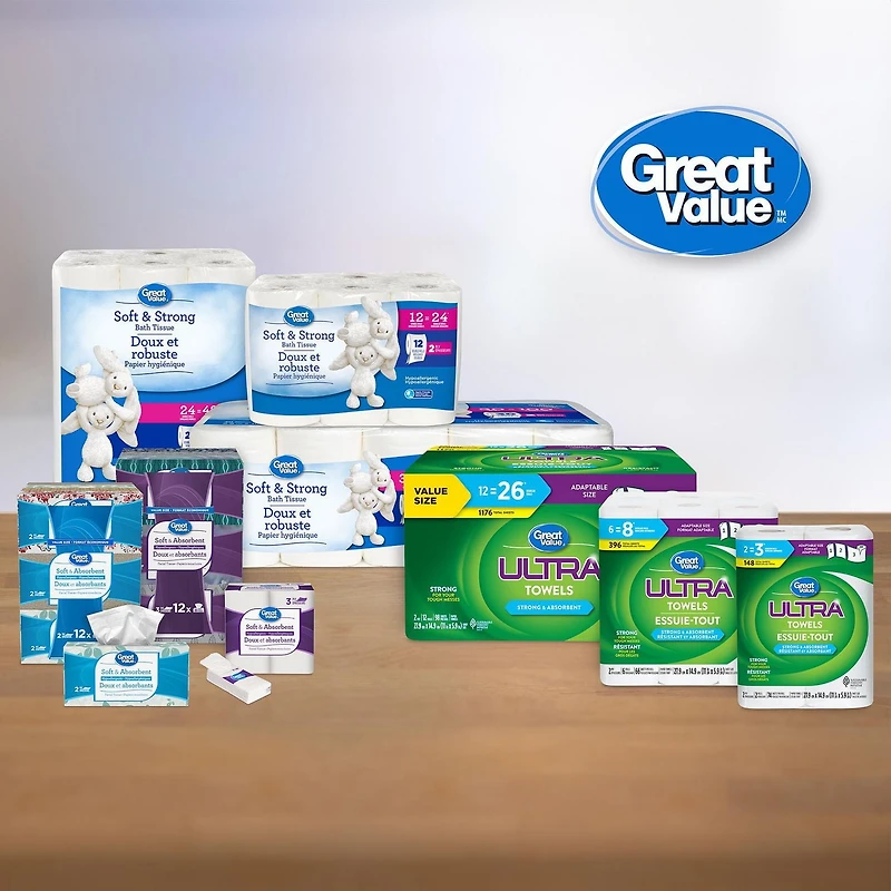 Great Value Ultra Paper Towel, 6 Rolls, 66 Sheets per Roll