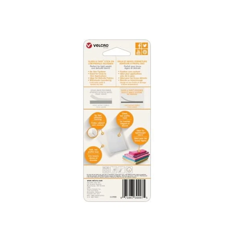 VELCRO® BRAND Doux et Mince Fermeture adhésives 6" x 4"