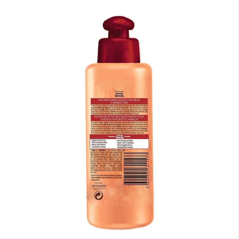 Garnier Whole Blends Soins Sans Rinçage Remède Huile de Ricin, 200 mL