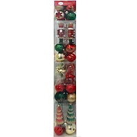 Ensemble d'articles de décoration d'arbre de Noël, rouge, vert, et or , 70 pièces