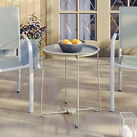 Mainstays Steel Outdoor Tray Top Side Table, White