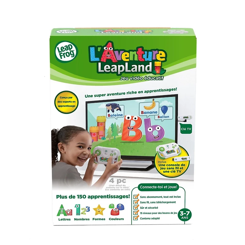 LeapFrog L'aventure LeapLand- Jeu vidéo d’apprentissage pour téléviseur, contrôleur sans fil avec clé de jeu HDMI