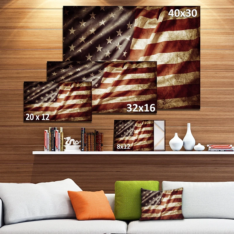 Design Art American Flag Contemporary Canvas Art Print