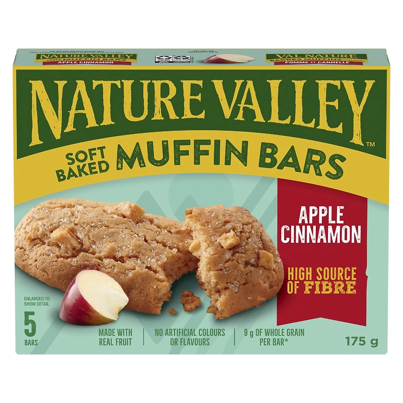Nature Valley Soft-Baked Muffin Bars, Apple Cinnamon, Snack Bars, 5 Bars