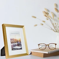 Hometrends Knurl 5x7in Brushed Brass Photo Frame, Decorative Tabletop and Wall Picture Frame, 5x7 in