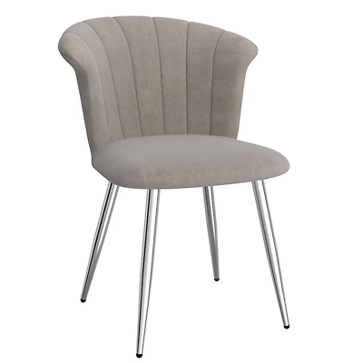Set of 2 Modern Velvet & Metal Side Chair in Grey
