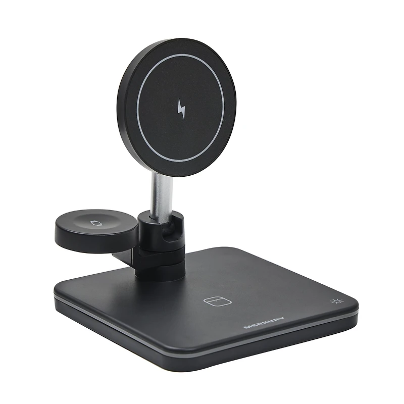 Merkury Innovations 3-in-1 Magnetic Wireless Fast Charging Station for iPhone, AirPods and Apple Watch, 3-in-1 Magnetic Wireless Charging Station
