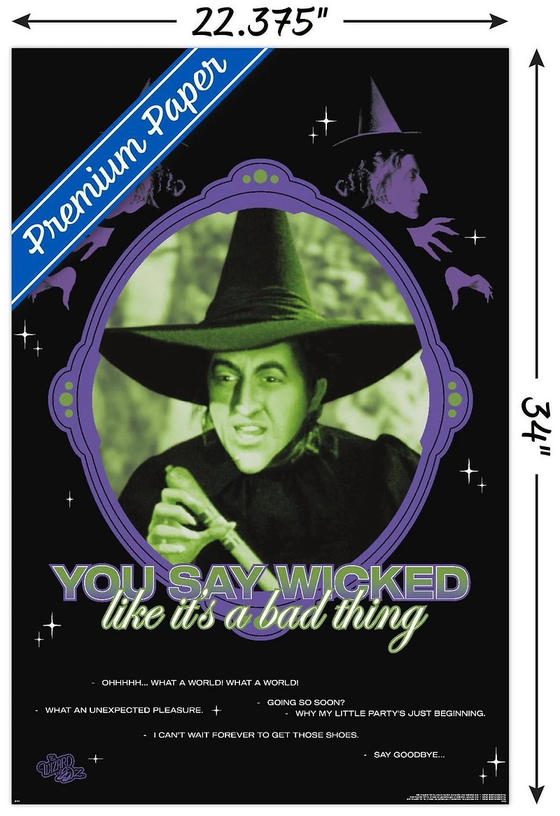 The Wizard Of Oz - You Say Wicked Wall Poster, 22.375" x 34" Framed