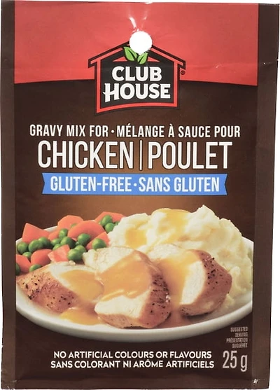 Club House, Dry Sauce/Seasoning/Marinade Mix, Chicken Gravy, Gluten-Free Poche 25 g
