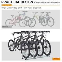 HOMCOM 5-Bike Bicycle Floor Parking Rack Cycling Storage Stand Silver