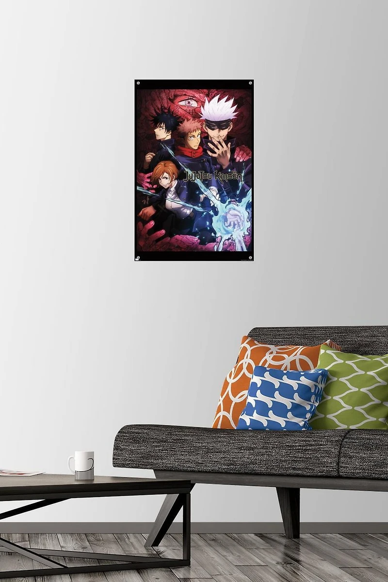 Jujutsu Kaisen – Une feuille 22,375" x 34" Affiche Murale avec Cadre Magnétique en Bois de Hêtre, par Trends International