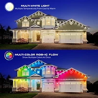 Monster Lumières Extérieures Permanentes Intelligentes, 100 Pieds, 72 LED RGBIC+ Multiblanc, Résistantes à l'Eau, Contrôle par Application et Voix, Parfaites pour les Fêtes et Toute l'Année
