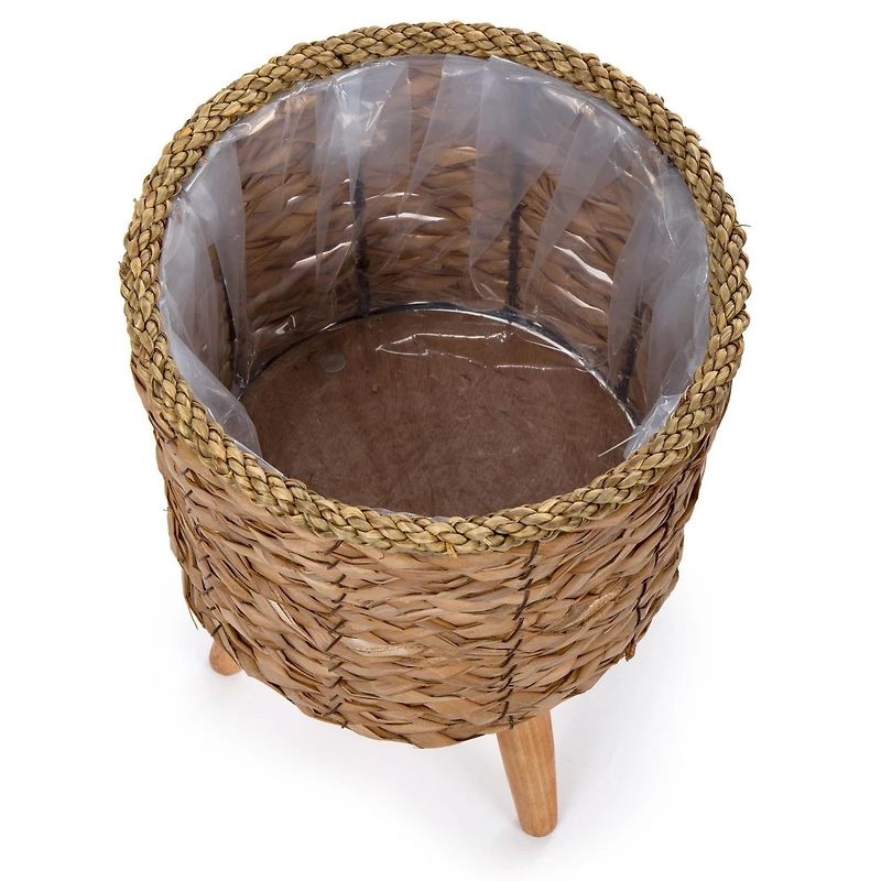Truu Design Decorative Cattail Planter Set with Wooden Legs