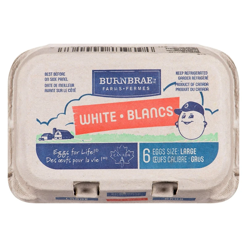 Burnbrae Farms 6 Pack Large White Eggs, 6 eggs / carton