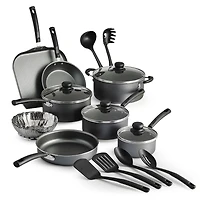 Tramontina PrimaWare 18 Pc Aluminum Nonstick Cookware Set – Steel Gray