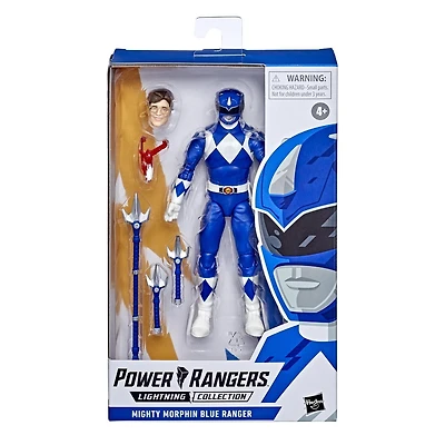 Power Rangers Lightning Collection Mighty Morphin, figurine de collection haut de gamme de 15 cm du Ranger bleu, avec accessoires