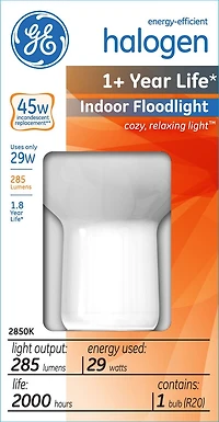 GE Energy-Efficient Halogen 29W R20 1 PK