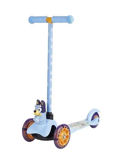 Bluey Ride-N-Glide Buddies 3D Toddler Scooter, 3 Wheel Kick Scooter for Kids Ages 3+, Blue