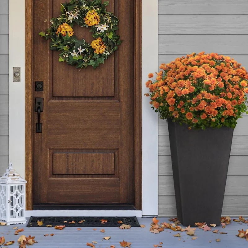 Tierra Verde Très grand pot carré classique effilé Sonata à réserve d'eau 18" L x 36" H - Noir, Intérieur/Extérieur