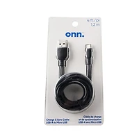 Câble de chargement et de synchronisation USB-A vers Micro USB de 1,2 m (4 pi) Onn. Transfert pendant chargement