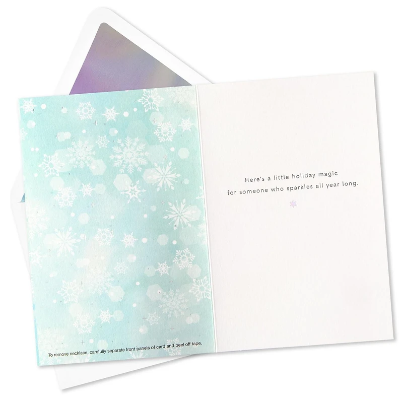 Hallmark Signature Frozen Christmas Card for Kid with Removable Necklace (Sparkle and Shine)