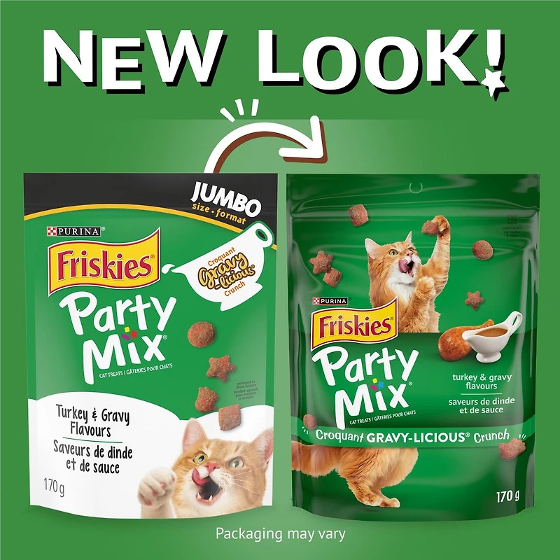 Friskies Party Mix Gravy-licious Turkey & Gravy Crunch, Cat Treats 454g, 454 g