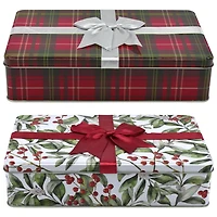 HOLIDAY TIME BOW SQUARE TIN LARGE
